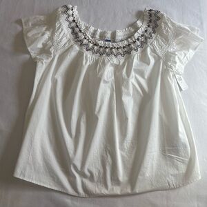 White Embroidered Women's Top